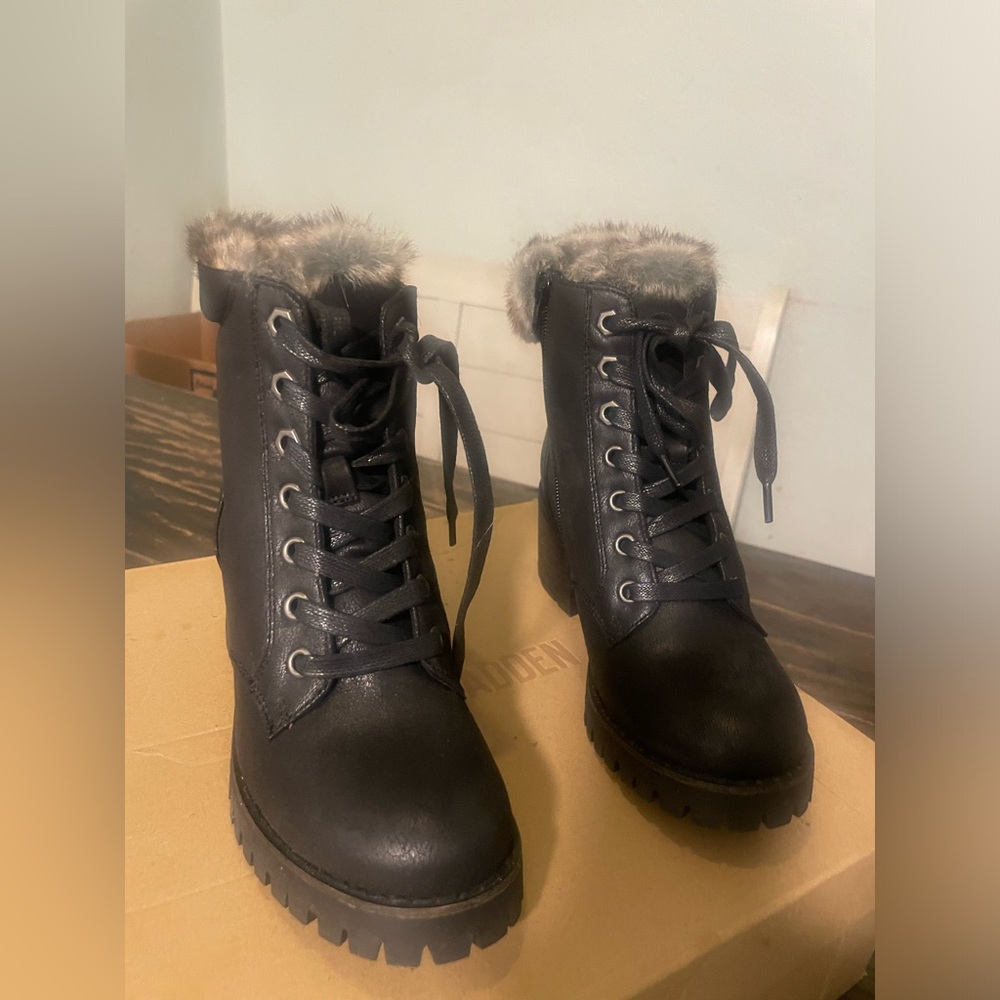 New Steve Madden Fur /Combat Boots